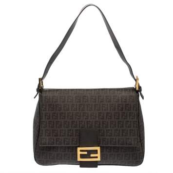 Pre Owned Fendi Tobacco Zucchino Coated Canvas and Leather Mama Forever Shoulder Bag