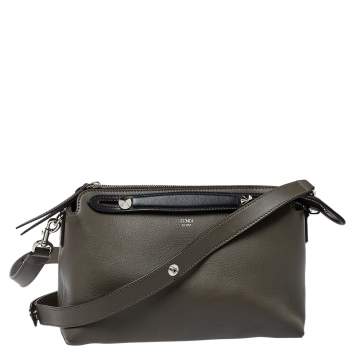 Pre Owned Fendi Grey/Black Leather Medium By The Way Boston Bag