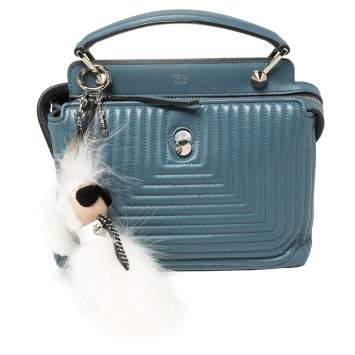 Pre Owned Fendi Blue Quilted Leather Dotcom Click Shoulder Bag