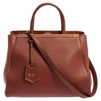 Pre Owned Fendi Old Rose Leather Medium 2Jours Tote 