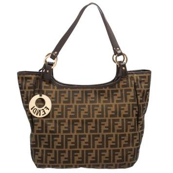 Pre Owned Fendi Tobacco Zucca Canvas and Leather Chef Shopper Tote