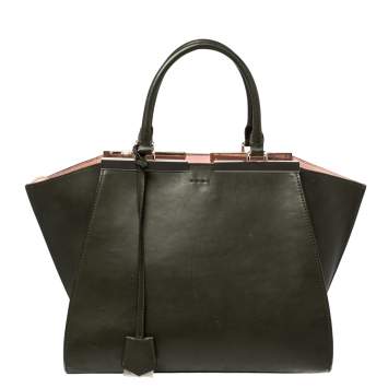 Pre Owned Fendi Green Leather Large 3Jours Tote