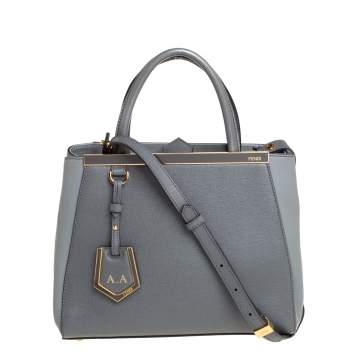 Pre Owned Fendi Grey Leather Small 2Jours Tote