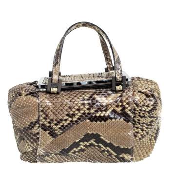 Pre Owned Fendi Beige Python To You Satchel 