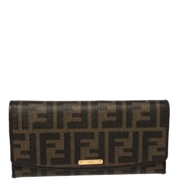 Pre Owned Fendi Tobacco Zucca Coated Canvas and Leather Continental Wallet