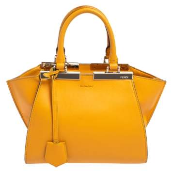 Pre Owned Fendi Yellow Leather Mini 3Jours Tote