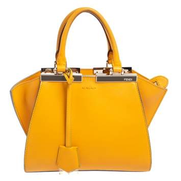 Pre Owned Fendi Yellow Leather Mini 3Jours Tote