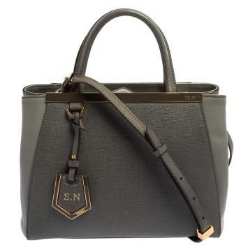 Pre Owned Fendi Grey Leather Mini 2Jours Tote