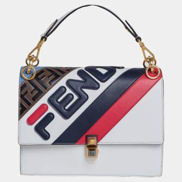 Pre Owned Fendi Multicolor Leather Fila Logo Mania Kan I Top Handle Bag