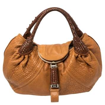 Pre Owned Fendi Tan/Brown Nappa Leather Spy Hobo