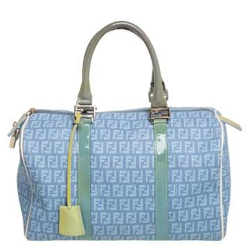 مملوكة مسبقًا Fendi Multicolor Zucchino Coated Canvas and Patent Leather Forever Bauletto Boston Bag