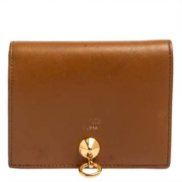 Pre Owned Fendi Brown Leather By The Way Bifold Wallet
