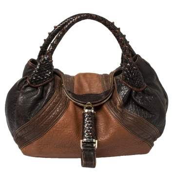 Pre Owned Fendi Brown Pebbled Leather Crispe Spy Bag 