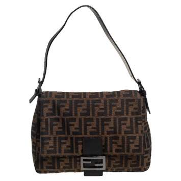 Pre Owned Fendi Brown Zucca Canvas and Leather Mama Forever Shoulder Bag