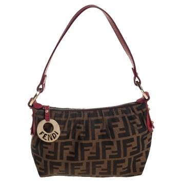 Pre Owned Fendi Tobacco Zucca Canvas and Leather Mini Chef Bag