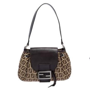 Pre Owned Fendi Tobacco Zucca Canvas and Leather Mama Baguette Bag