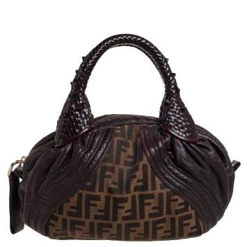 Pre Owned Fendi Tobacco Zucca Canvas and Leather Baby Spy Bag