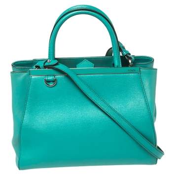 Pre Owned Fendi Turquoise Leather Mini 2Jours Tote