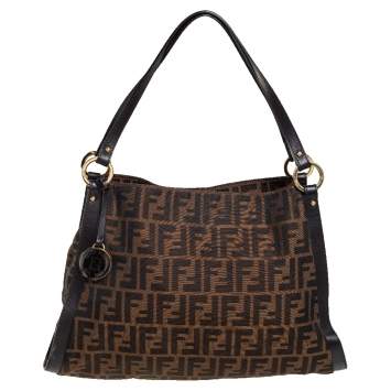 Pre Owned Fendi Tobacco Zucca Canvas and Leather Chef Tote