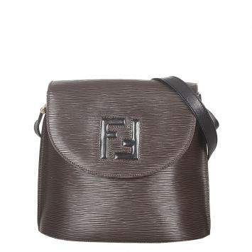 Pre Owned Fendi Brown Leather Crossbody Bag