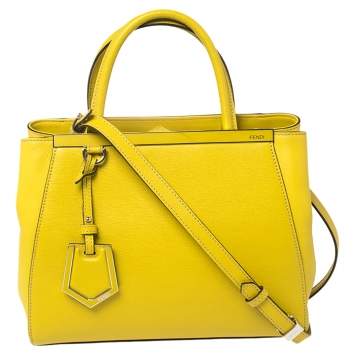 Pre Owned Fendi Lime Leather Mini 2jours Tote