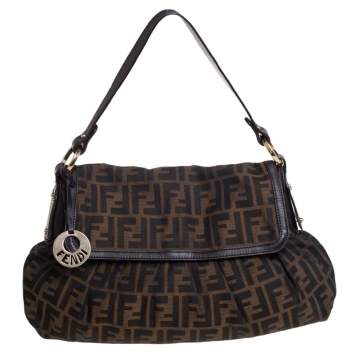 Pre Owned Fendi Tobacco Zucca Canvas and Leather Chef Shoulder Bag