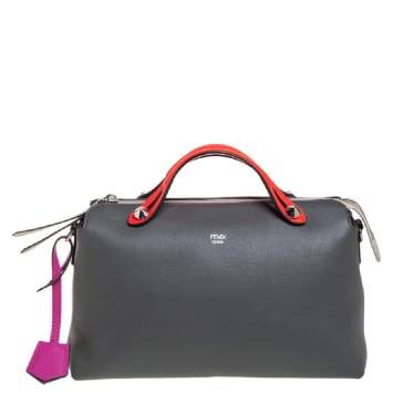Pre Owned Fendi Tri Color Leather Small By The Way Boston Bag