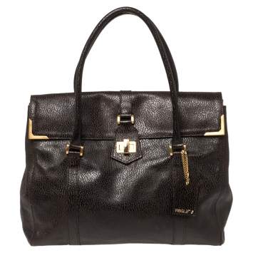 Pre Owned Fendi Mocha Brown Textured Leather Linda Tote