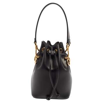 Pre Owned Fendi Black Leather Mini Mon Tresor Drawstring Bucket Bag