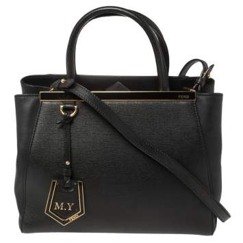 Pre Owned Fendi Black Leather Mini 2jours Tote
