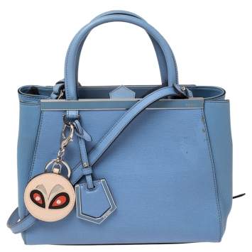 Pre Owned Fendi Blue Leather Small 2Jours Tote