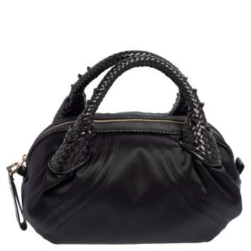 Pre Owned Fendi Black Satin Baby Spy Bag