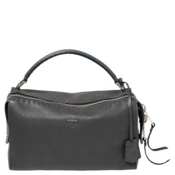 Pre Owned Fendi Grey Leather Selleria Leather Lei Boston Bag