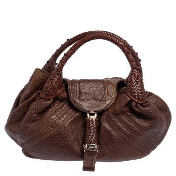Pre Owned Fendi Brown Leather Spy Hobo
