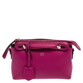 Pre Owned Fendi Fuchsia Leather Mini By The Way Crossbody Bag