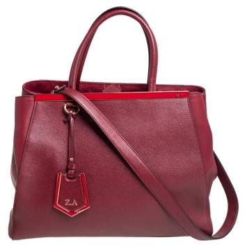 Pre Owned Fendi Burgundy Leather Medium 2jours Tote
