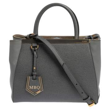 Pre Owned Fendi Grey Leather Mini 2jours Tote