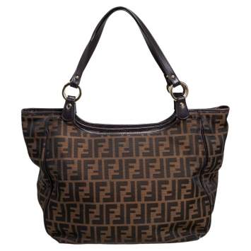 Pre Owned Fendi Tobacco Zucca Canvas and Leather Chef Shopper Tote
