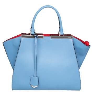 Pre Owned Fendi Blue Leather Medium 3jours Tote