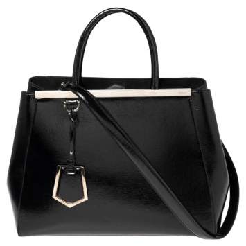 Pre Owned Fendi Black Patent Leather Medium 2jours Tote