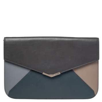 Pre Owned Fendi Multicolor Leather Large 2Jours Wrislet Envelope Clutch