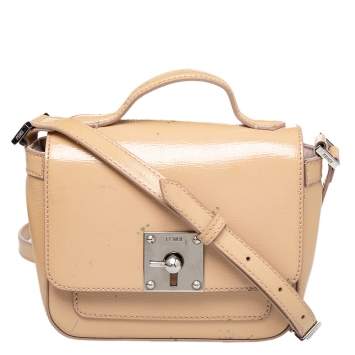 Pre Owned Fendi Nude Patent Leather Mini Crossbody Bag