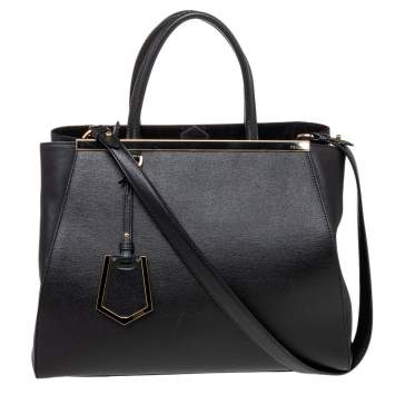 Pre Owned Fendi Black Leather Medium 2Jours Tote