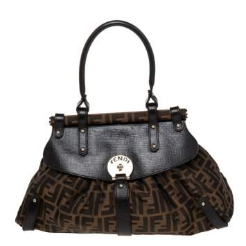 Pre Owned Fendi Tobacco Zucca Canvas and Leather Magic Shoulder Bag