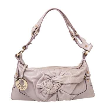 Pre Owned Fendi Rose Pink Leather Knot Baguette 