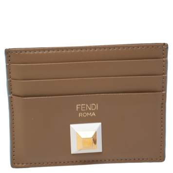 Pre Owned Fendi Multicolor Leather Rainbow Stud Card Holder
