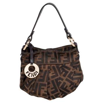 Pre Owned Fendi Tobacco Zucca Canvas and Leather Mini Chef Bag