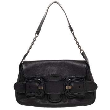 Pre Owned Fendi Black Patent And Leather B Bis Shoulder Bag