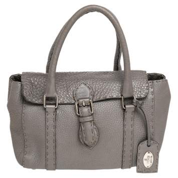 Pre Owned Fendi Grey Leather Linda Bag