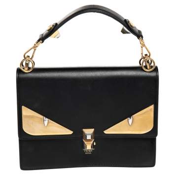 Pre Owned Fendi Black Leather Bugs Kan I Top Handle Bag